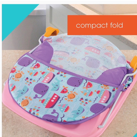 •SUMMER•INFANT DELUXE BABY PERFORATED MERMAID BATH SLING W/3 SUPPORT ANGLES EUC - Picture 10 of 13